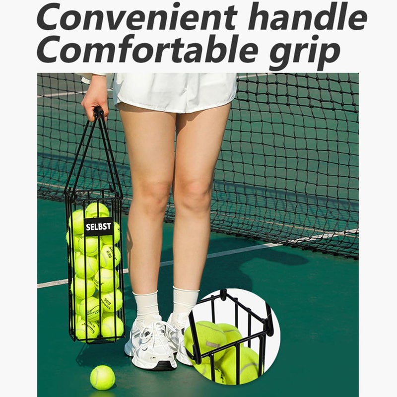 Selbst Tennis Ball Hopper, Portable Basket Pickleball Collector with Tennis Balls 12PCS - Large Capacity Carrier Picker Upper Caddy - Image 5